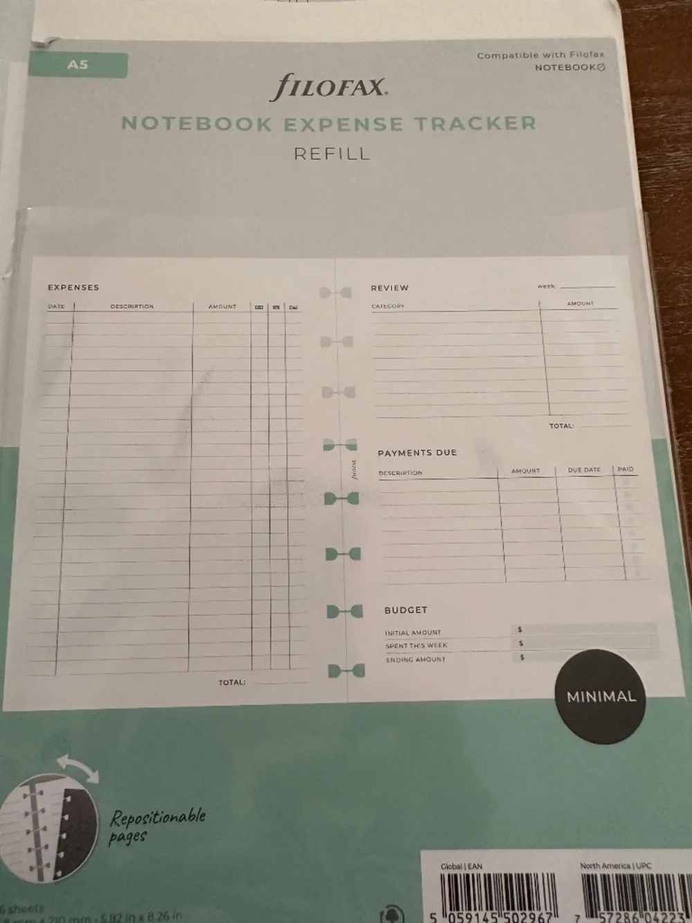 FILOFAX A5 Organizer Refill Pages